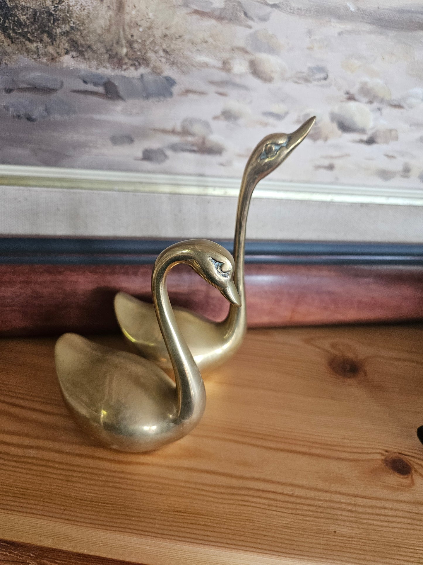 Pair of brass swans