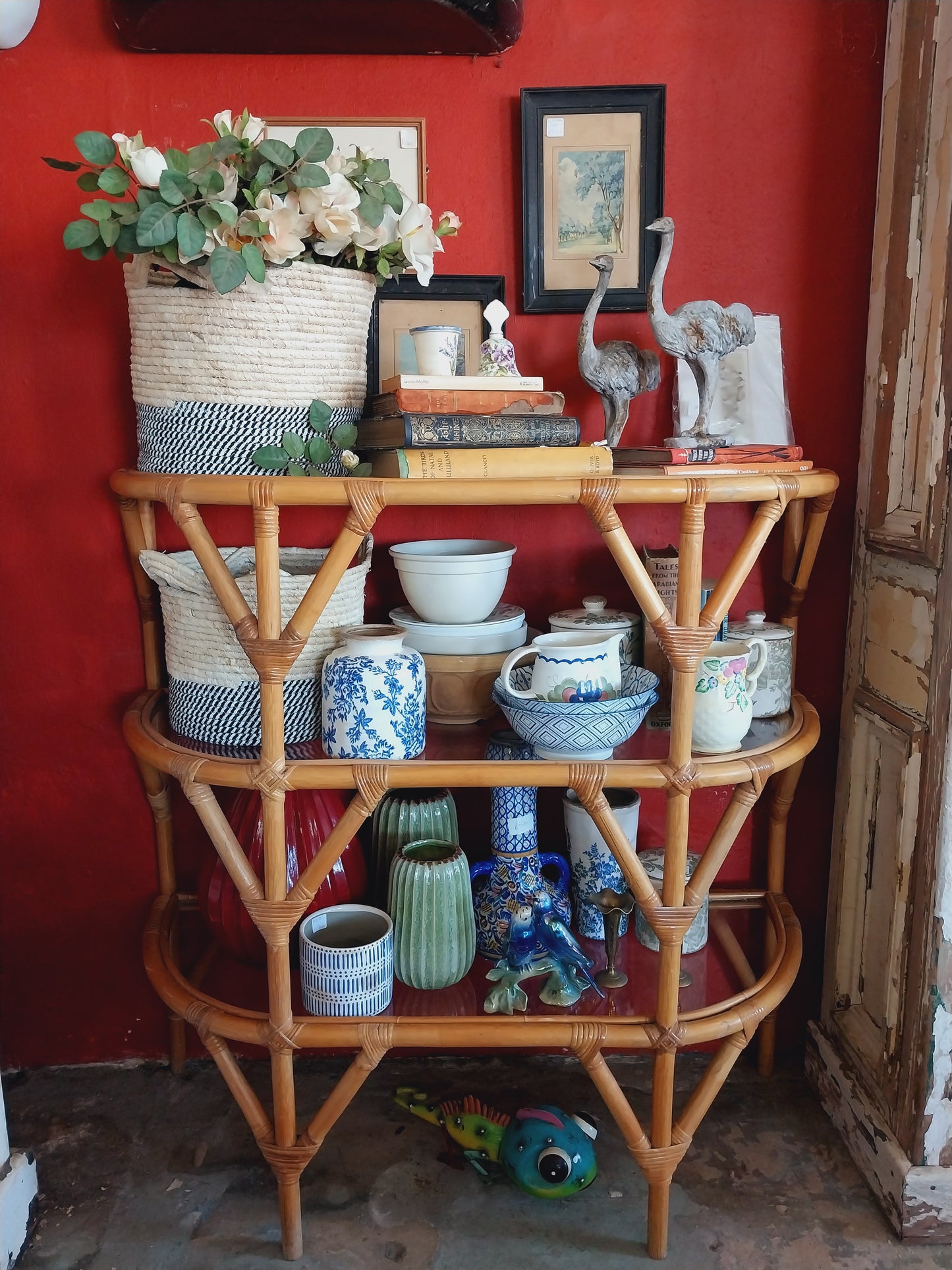 Cane 3-tiered shelf