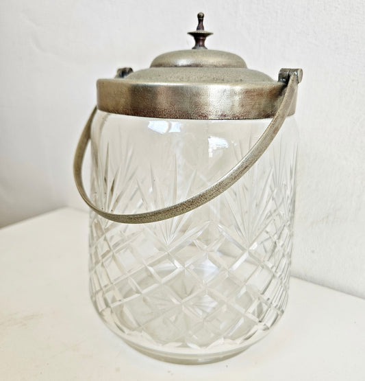 Crystal glass biscuit barrel
