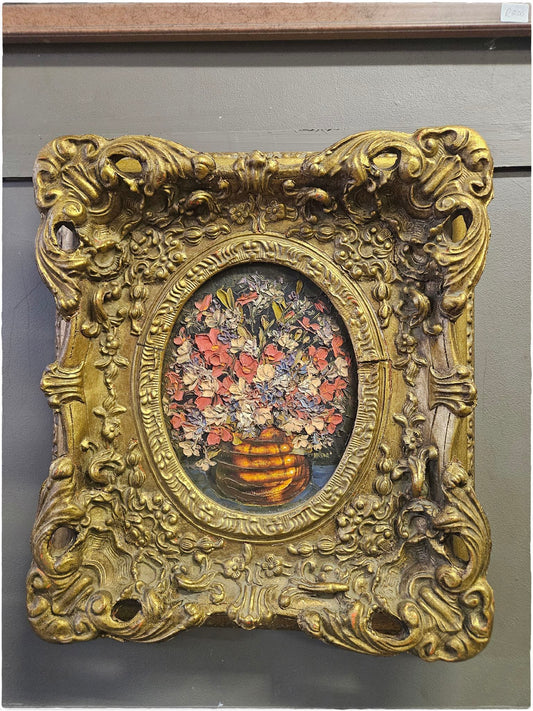 Floral painting in exquisite gold frame