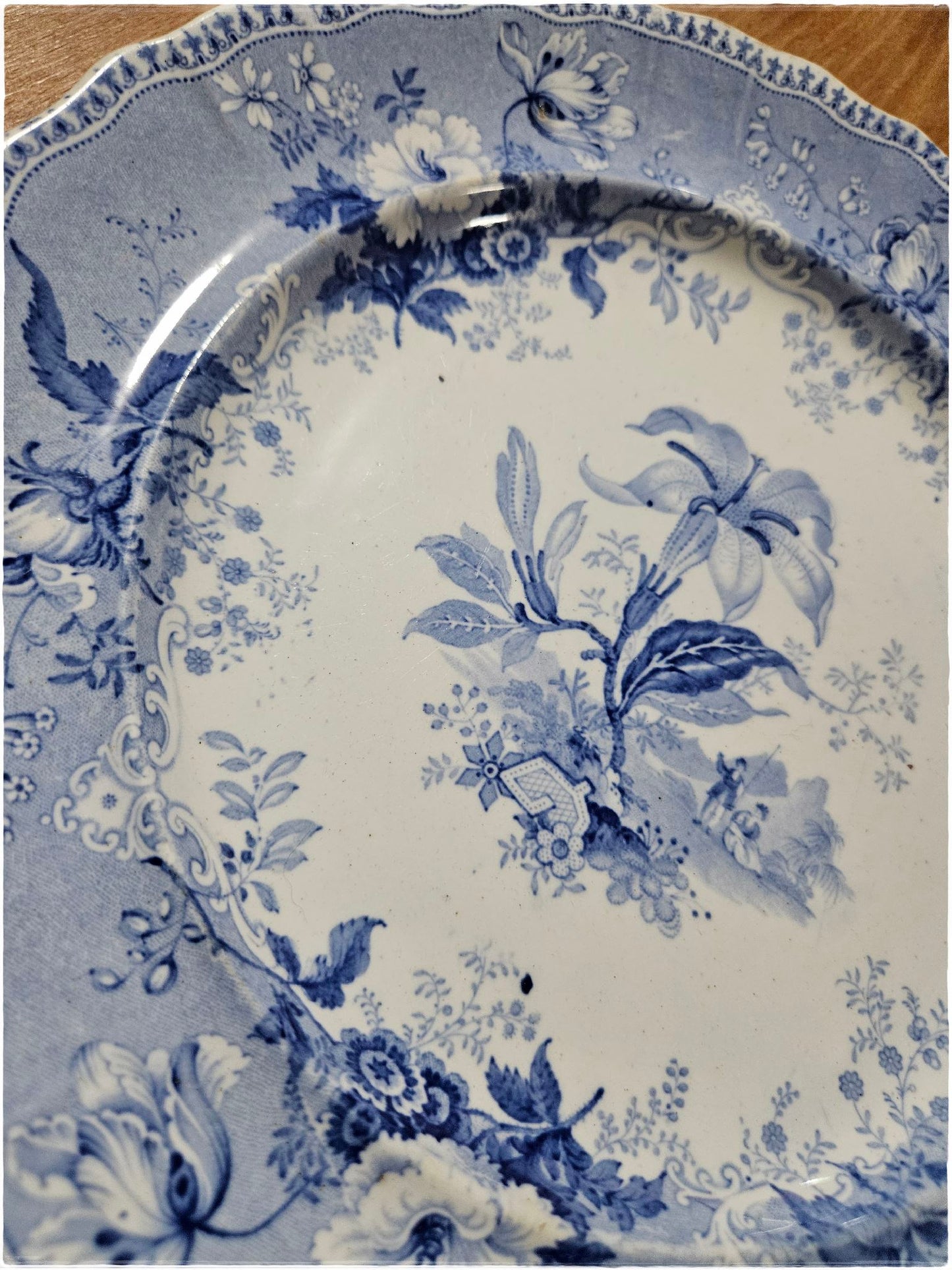 Antique Blue And White Botanical Beauties Plate