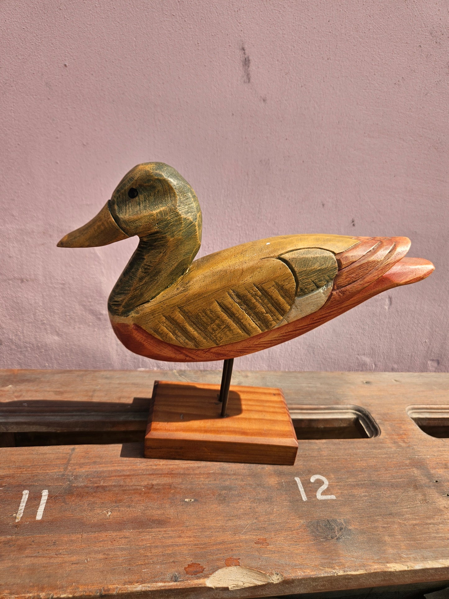 Pair of wooden bird figurines