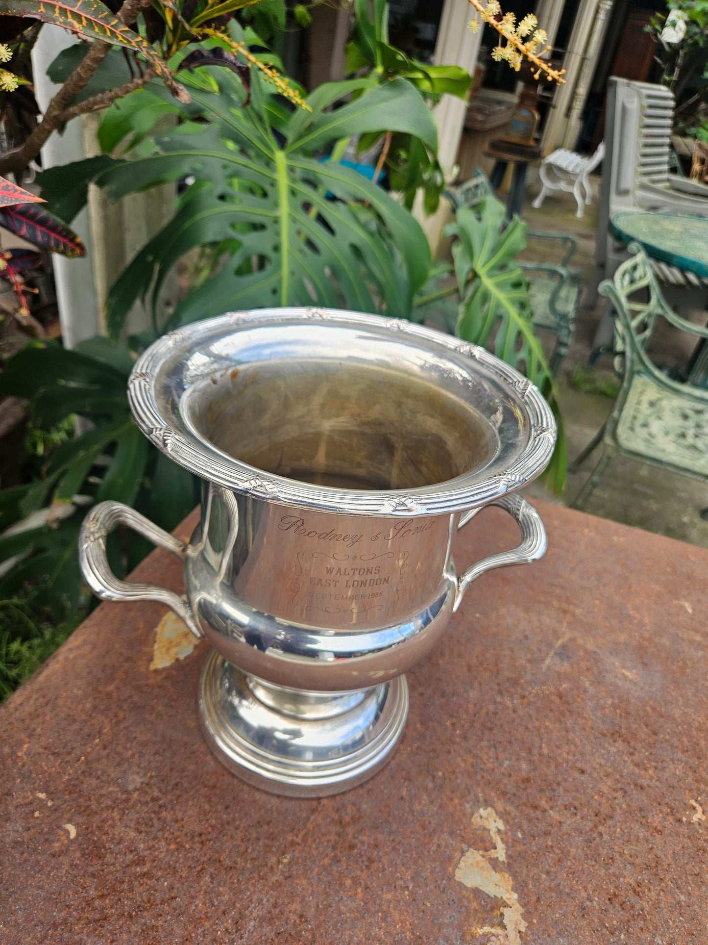 Silver plated rose bowl trophy