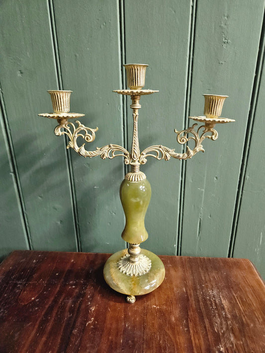 Onyx & brass candle holder