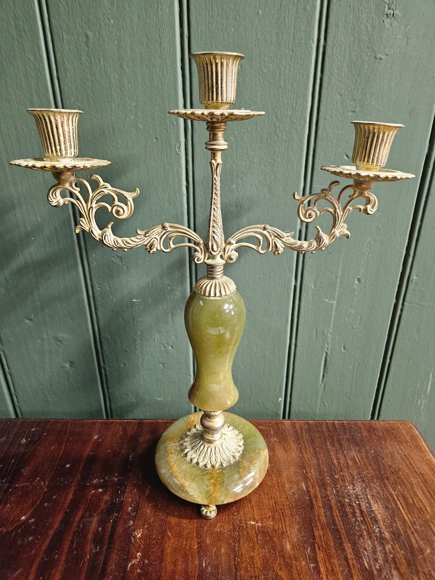 Onyx & brass candle holder
