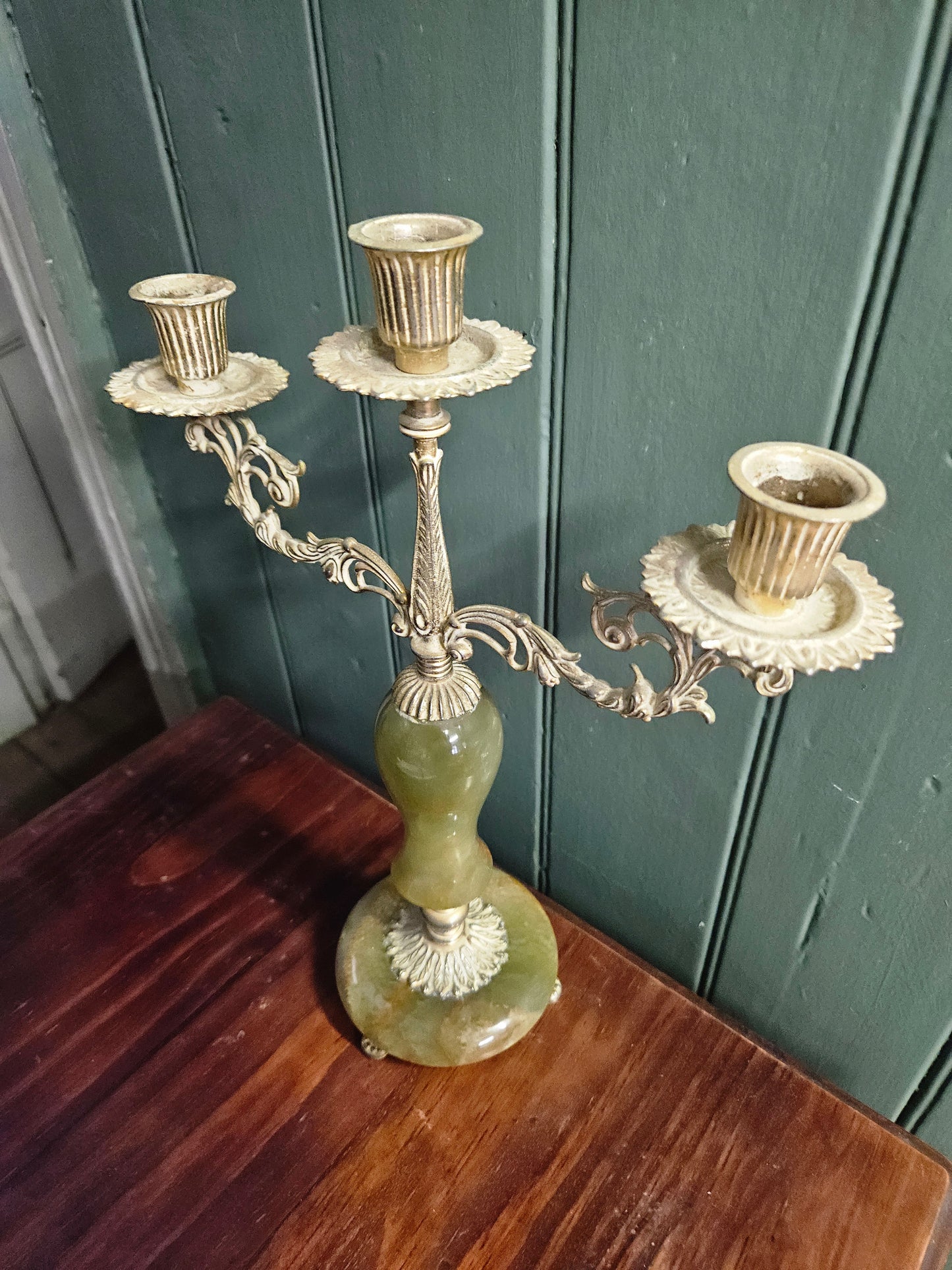 Onyx & brass candle holder