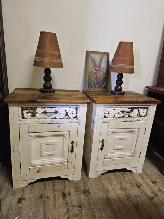 Rustic pedestals pair