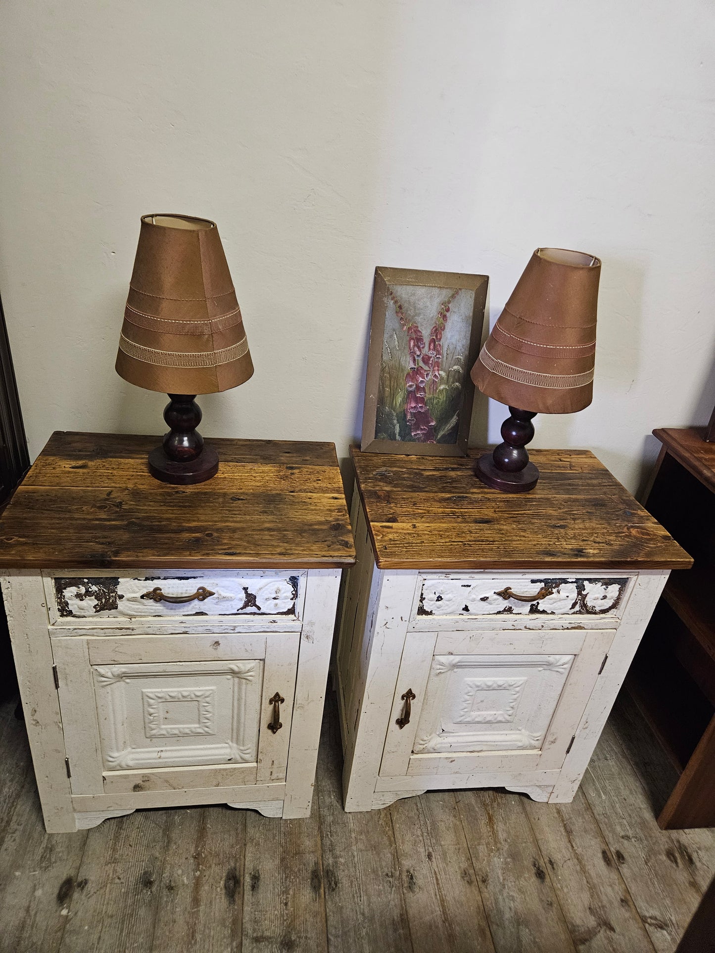 Rustic pedestals pair