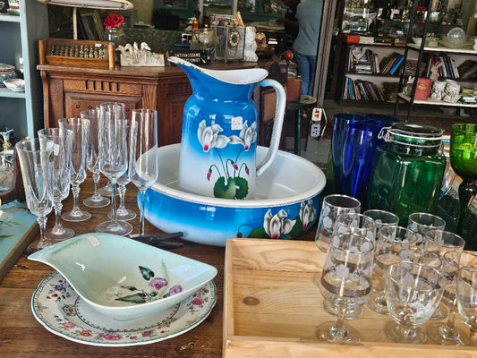 Enamel jug and basin