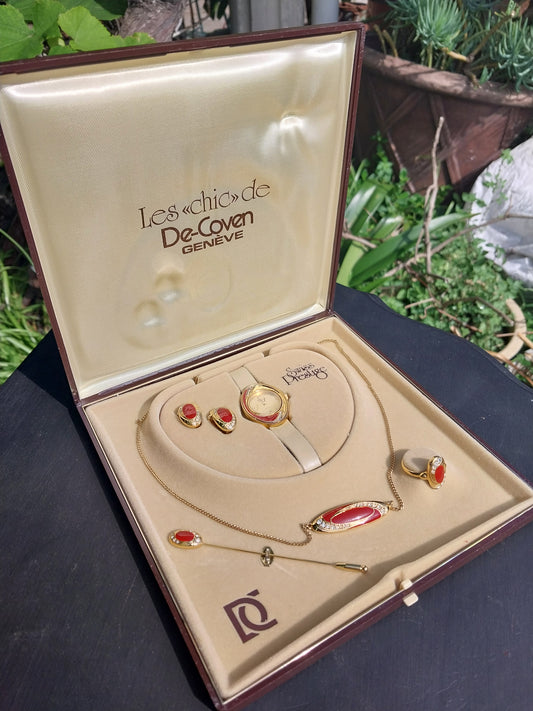Mid Century watch gift set. De-Coven Geneve