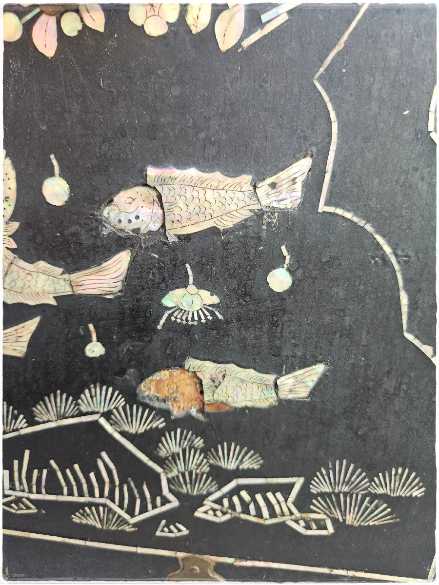 Japanese wedding chest. Mother of pearl inlay.