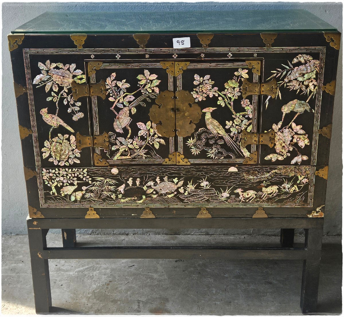 Japanese wedding chest. Mother of pearl inlay.