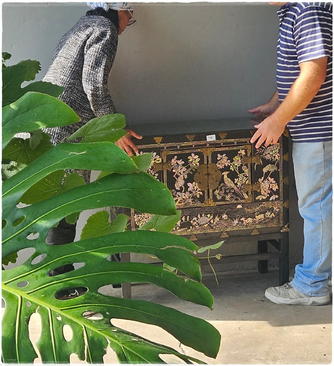 Japanese wedding chest. Mother of pearl inlay.