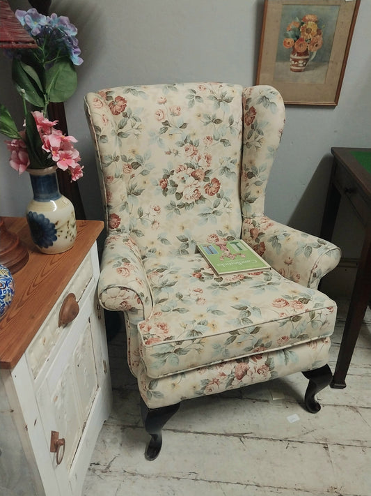 Floral wingback chair