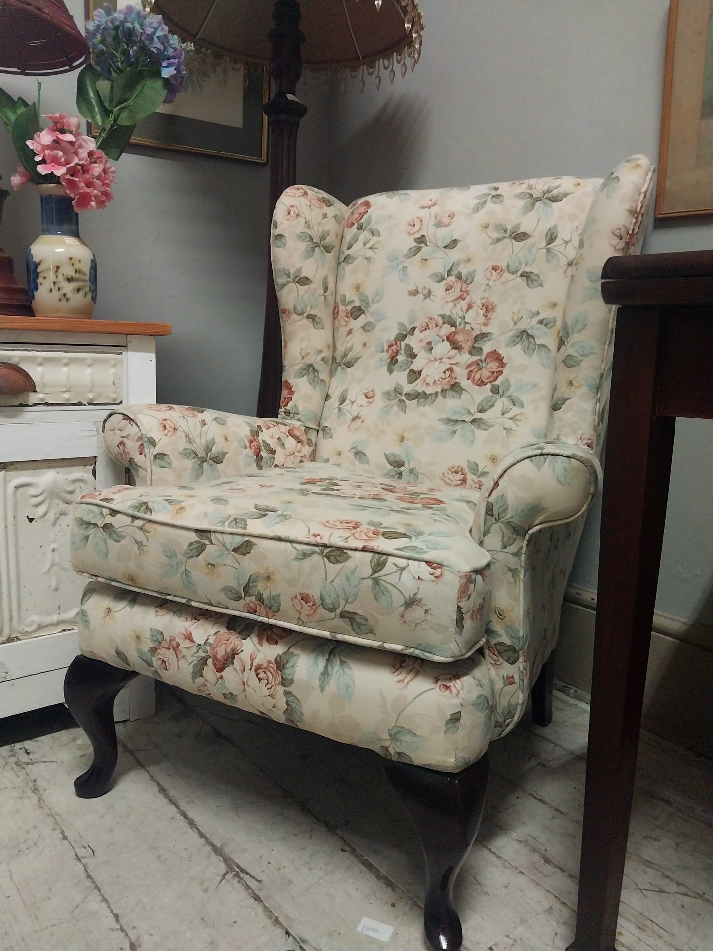 Floral wingback chair