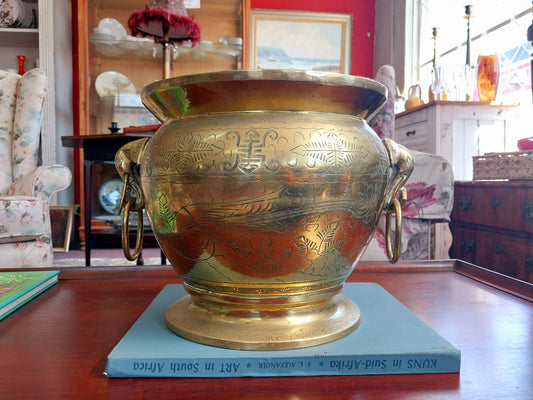 Antique brass planter