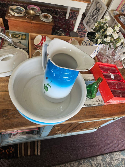 Enamel jug and basin