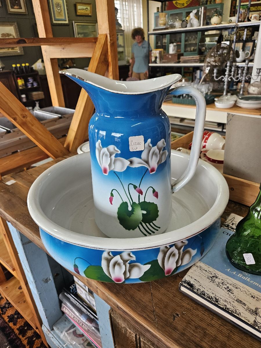 Enamel jug and basin