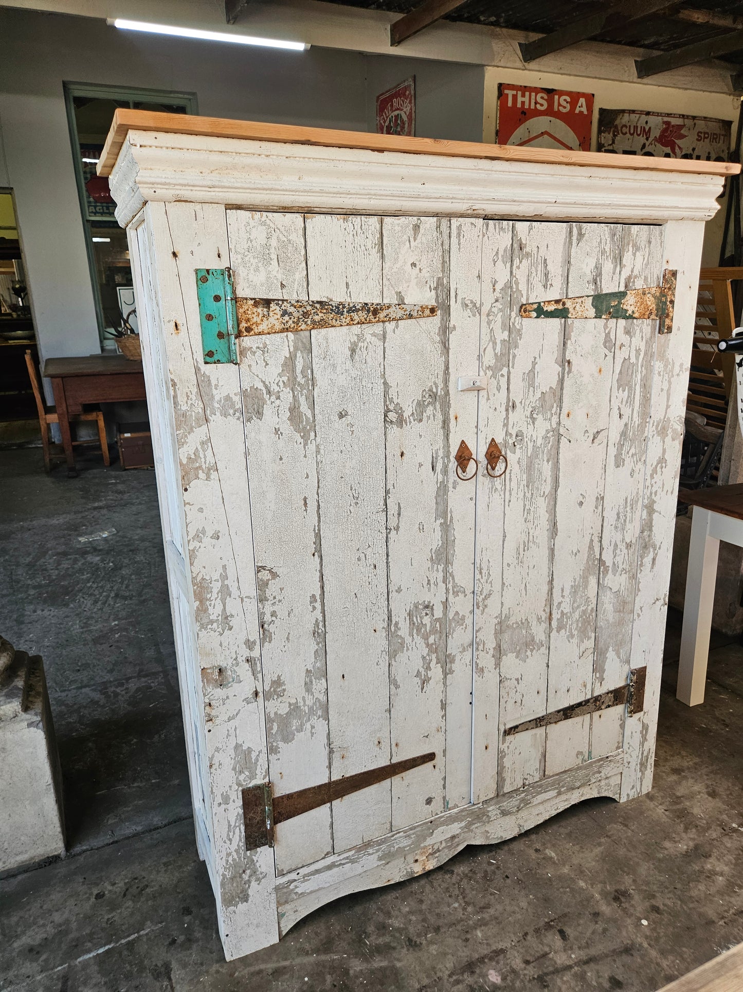 Rustic cupboard with shelves
