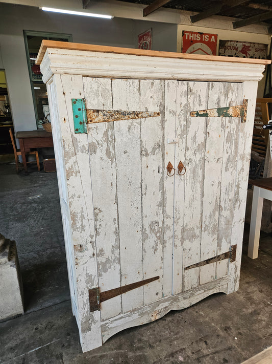 Rustic cupboard with shelves
