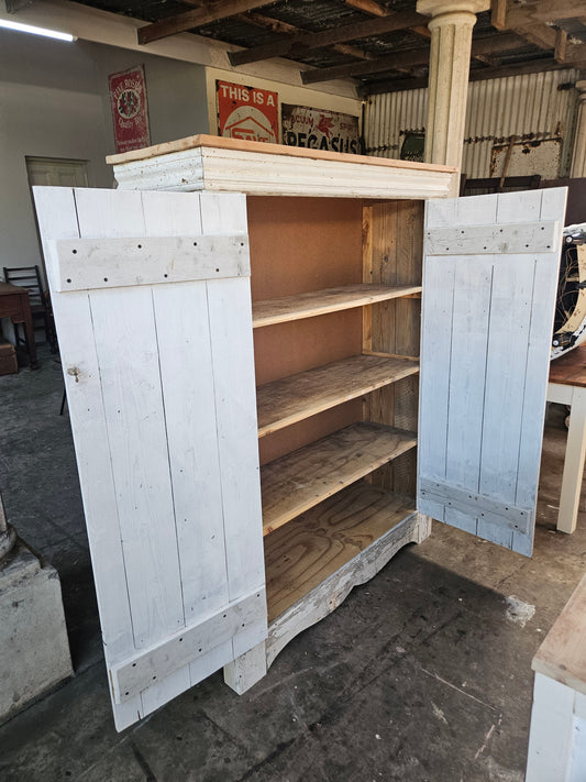 Rustic cupboard with shelves