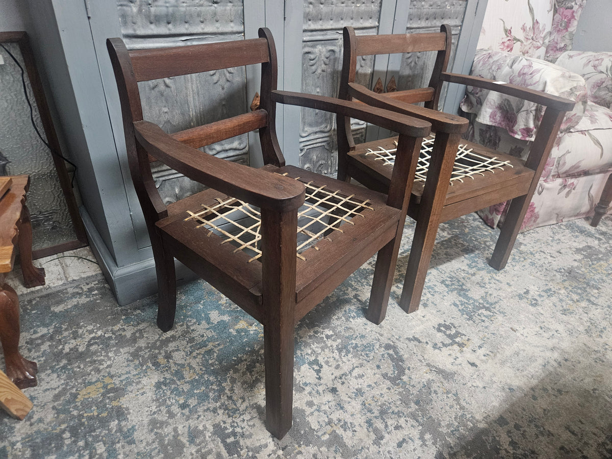 Pair of kiddies riempie chairs