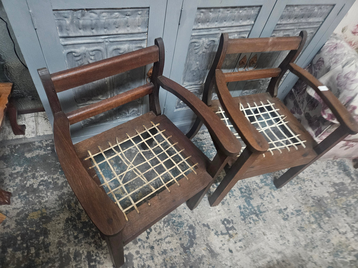 Pair of kiddies riempie chairs