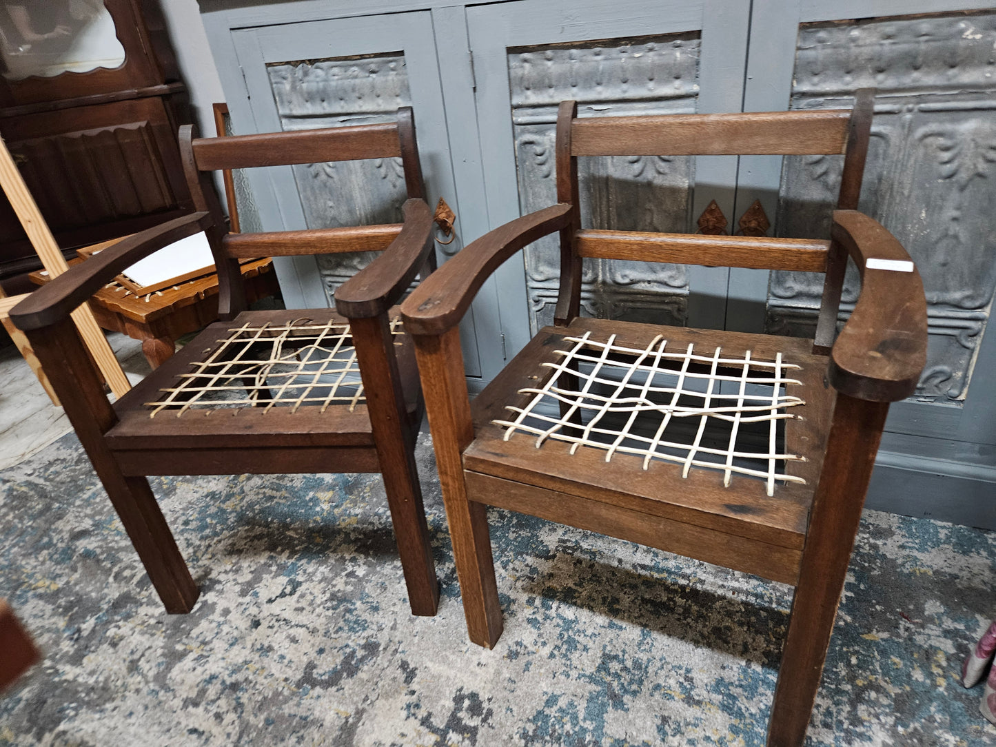 Pair of kiddies riempie chairs