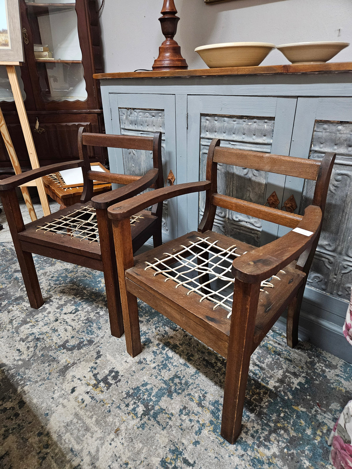 Pair of kiddies riempie chairs