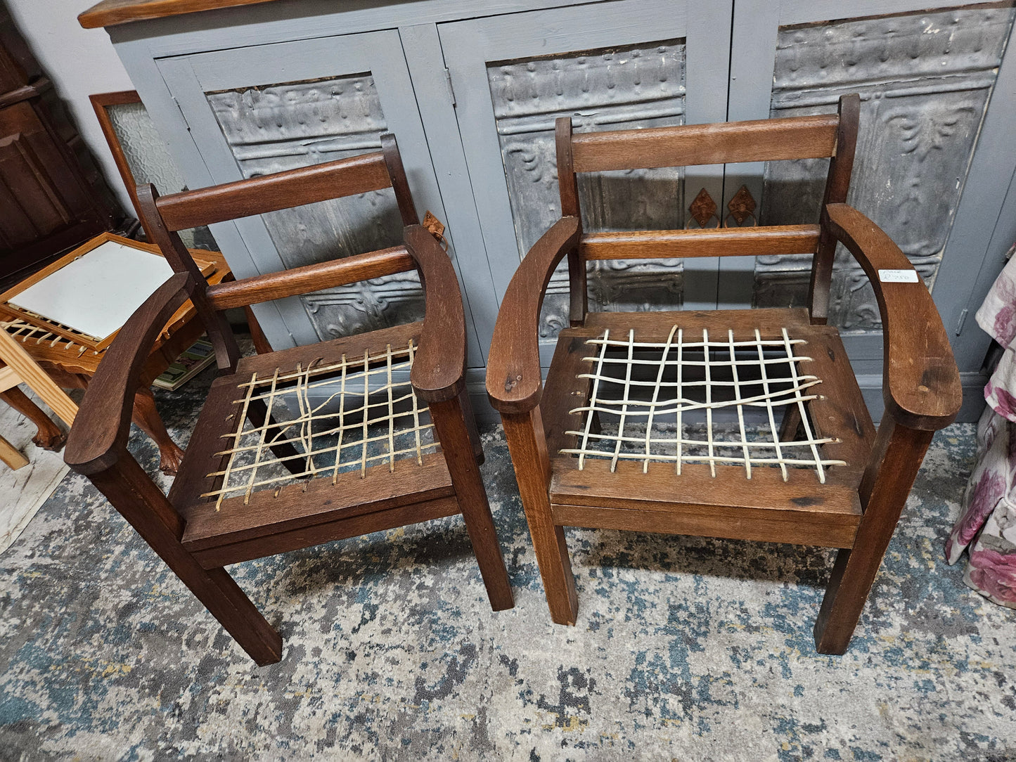 Pair of kiddies riempie chairs