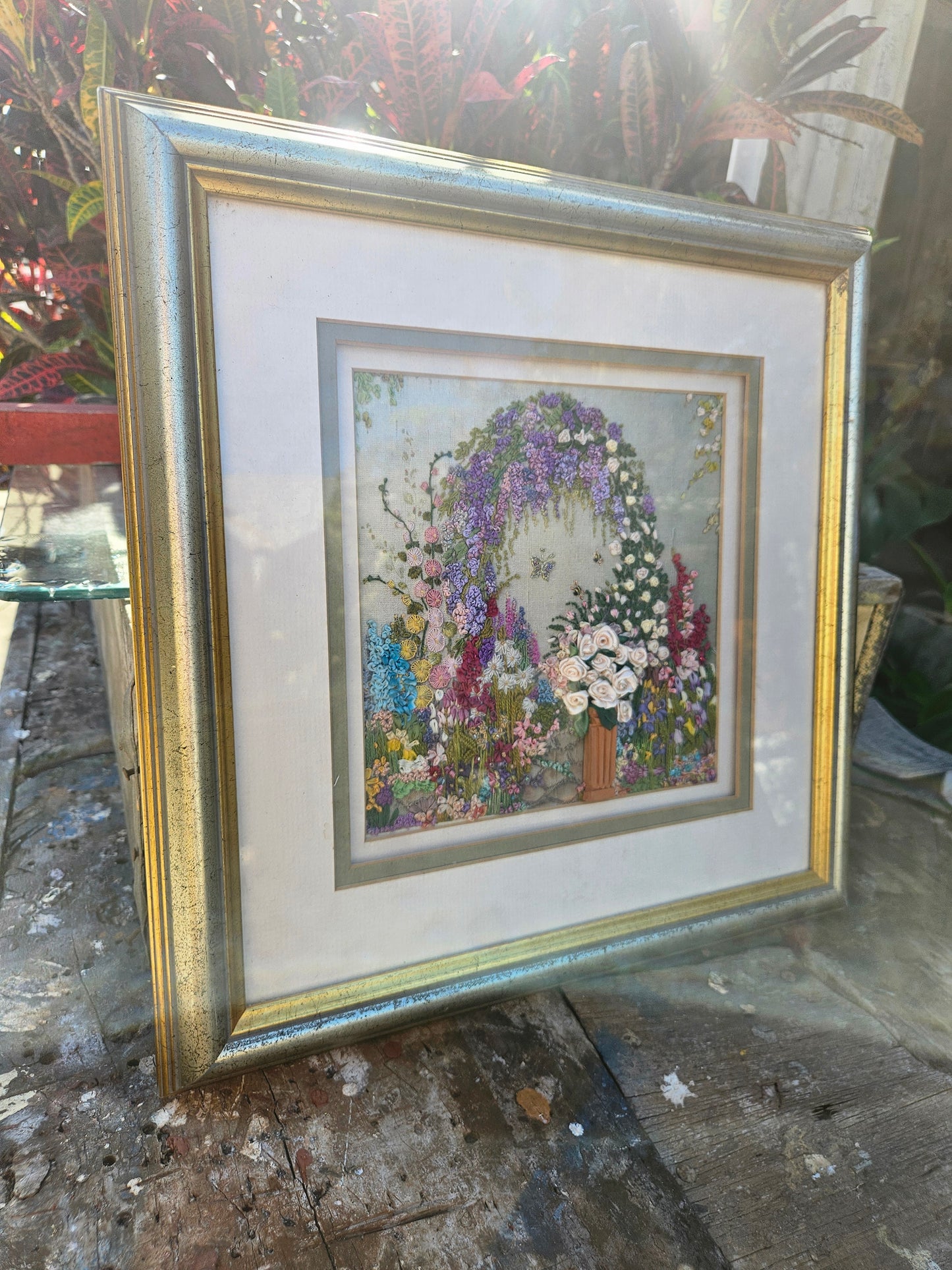 Secret garden embroidered picture