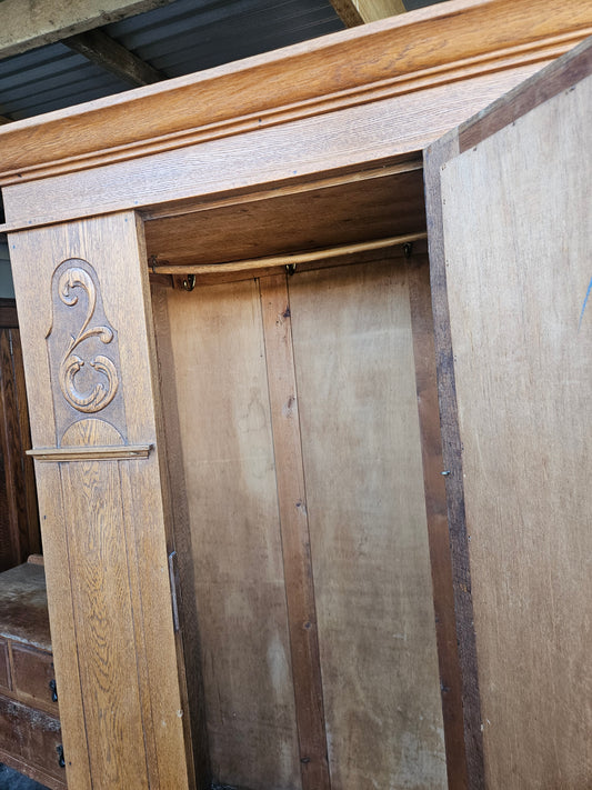 Oak wardrobe with mirror