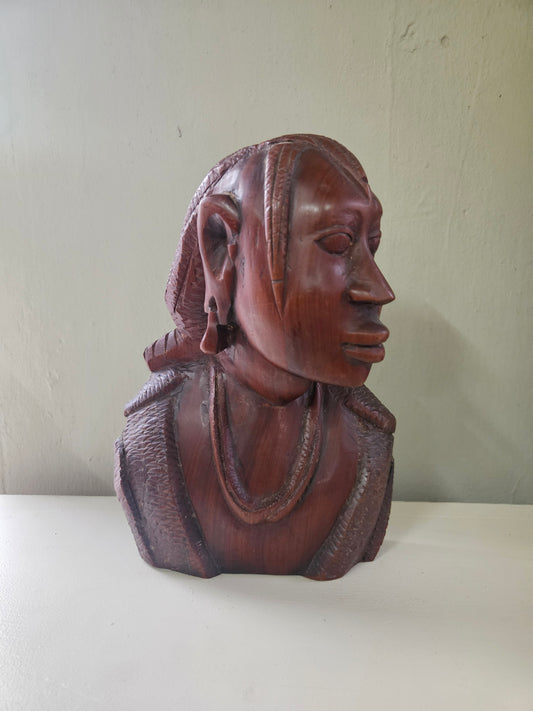 Carved wooden bust