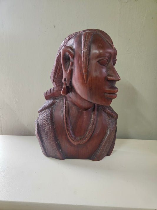 Carved wooden bust