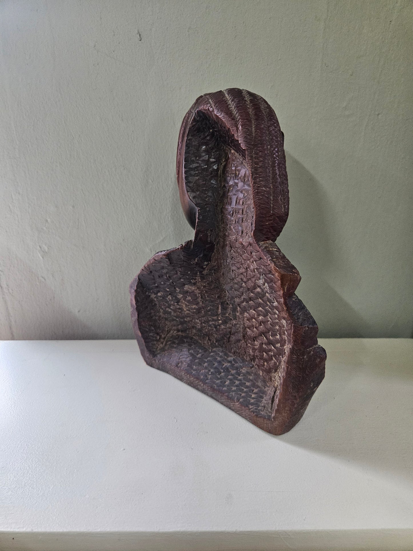Carved wooden bust