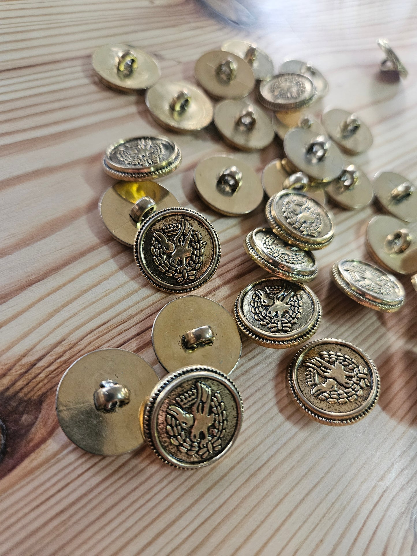 Gold plastic buttons