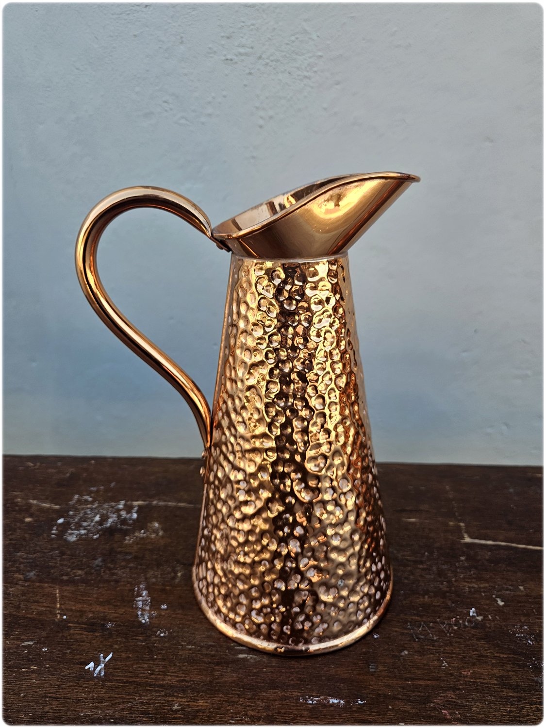 Mid-century hammered copper pitcher