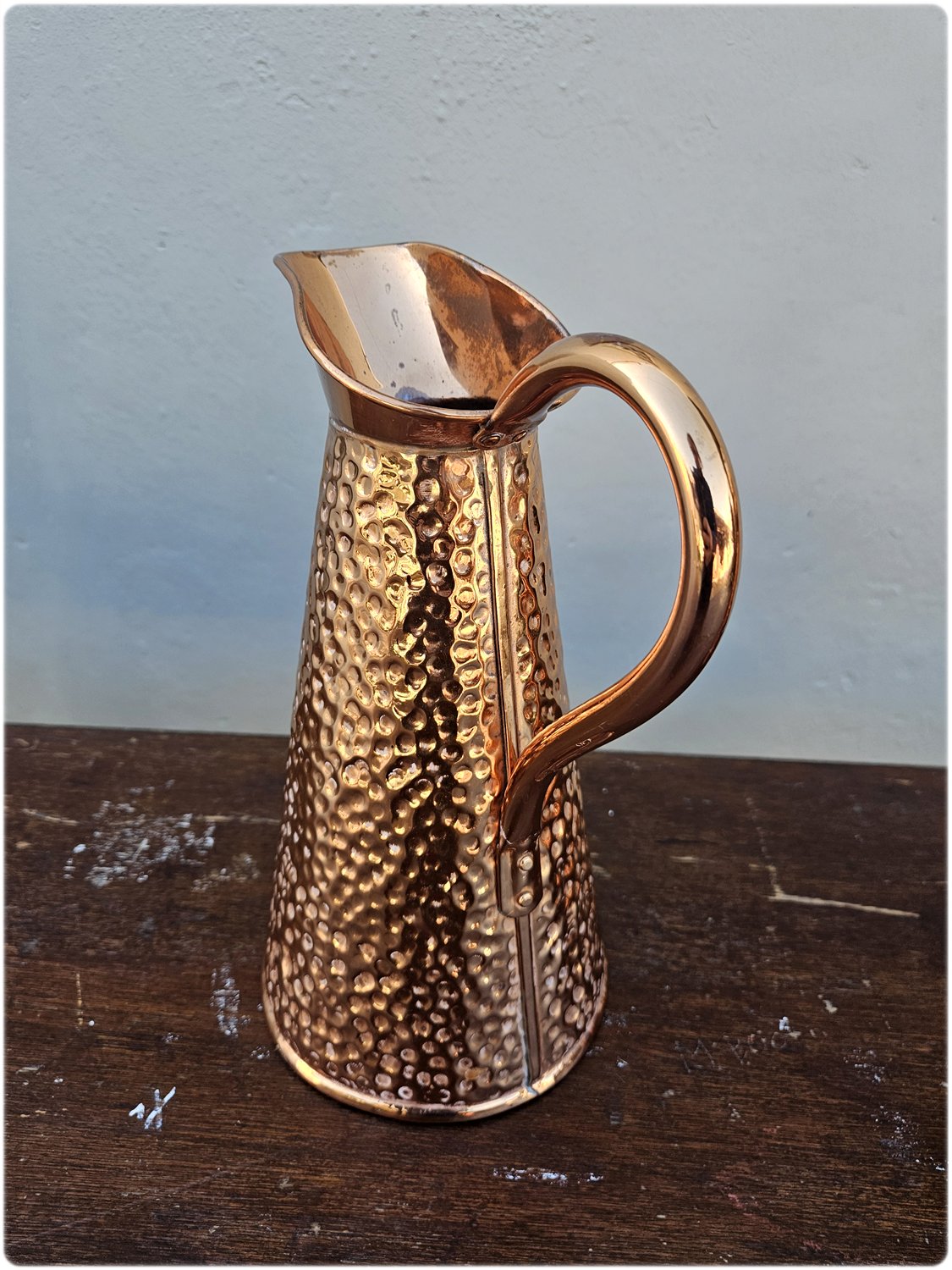 Mid-century hammered copper pitcher