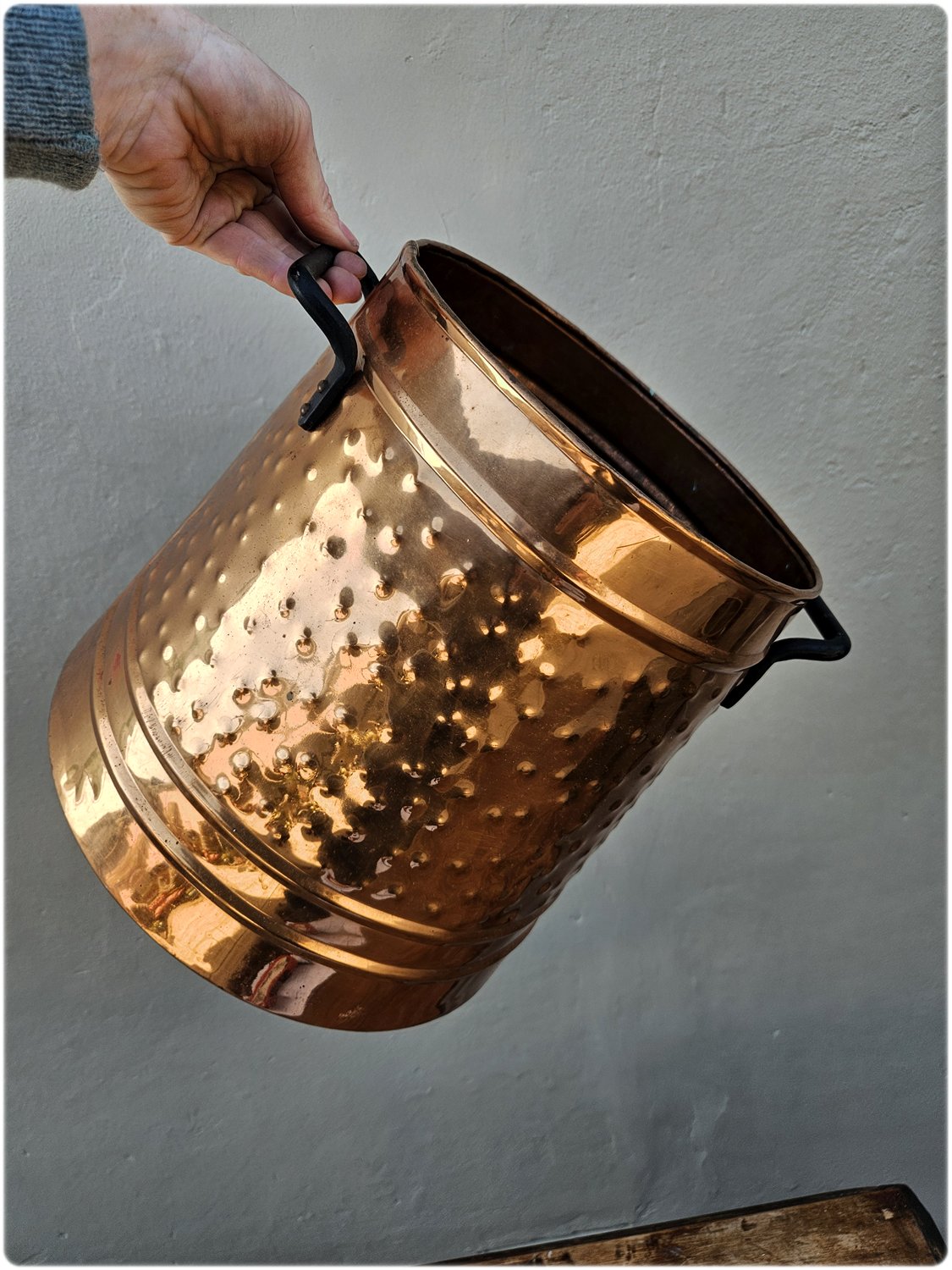 Large copper bucket