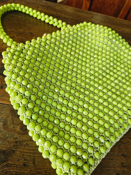 Vintage lime green beaded handbag