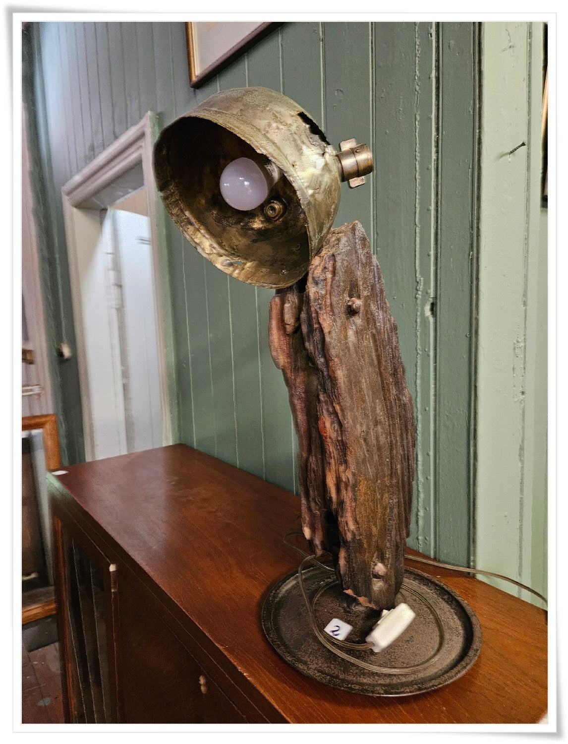 Steam punk wooden lamp