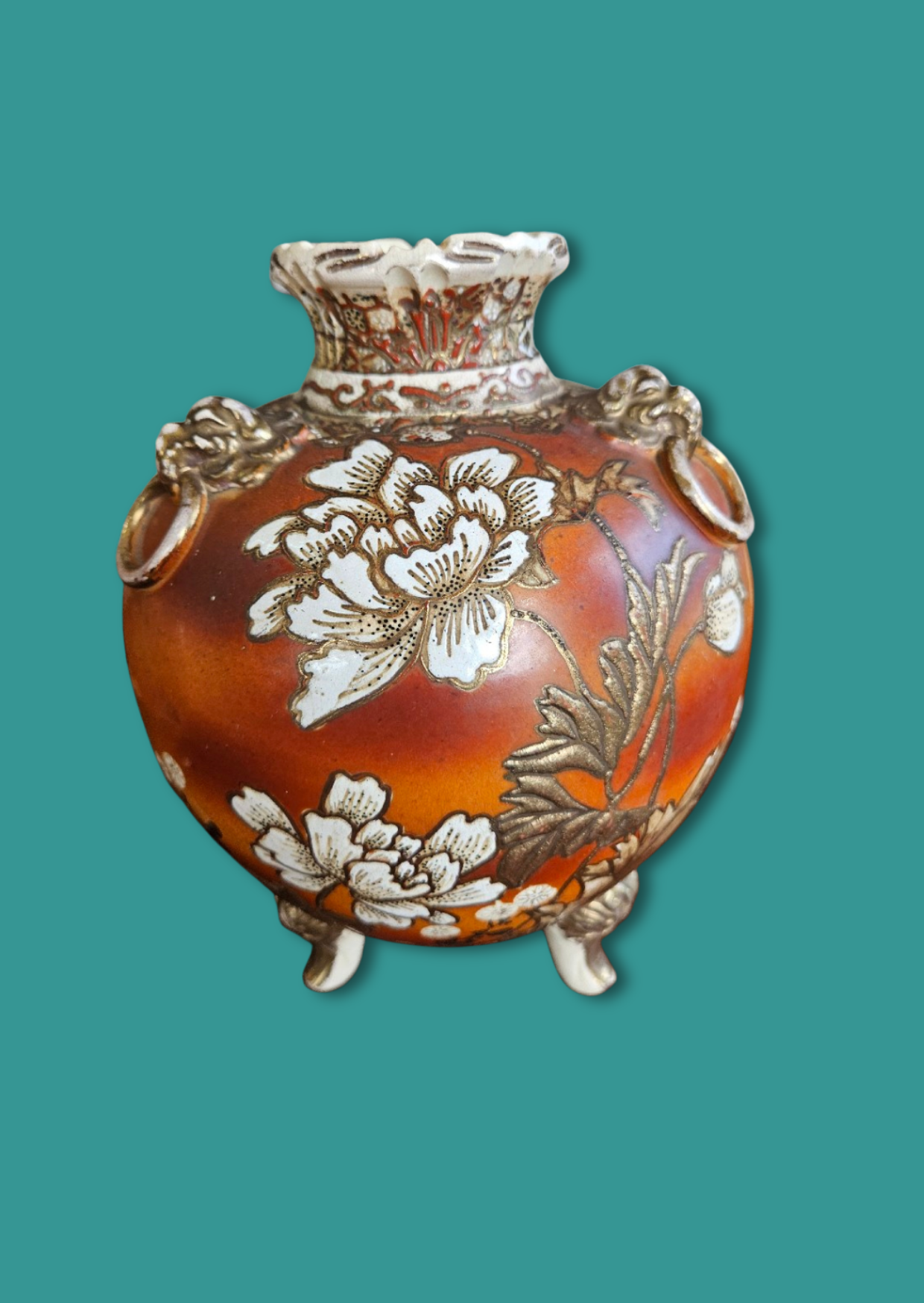 Pair of antique Japanese Satsuma earthenware vases