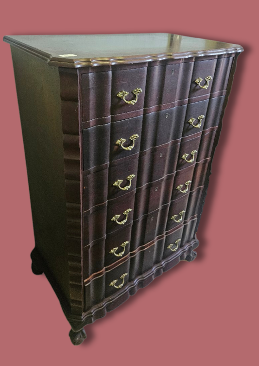 Tall imbuia chest of drawers