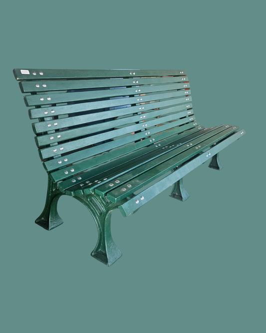 Green garden bench