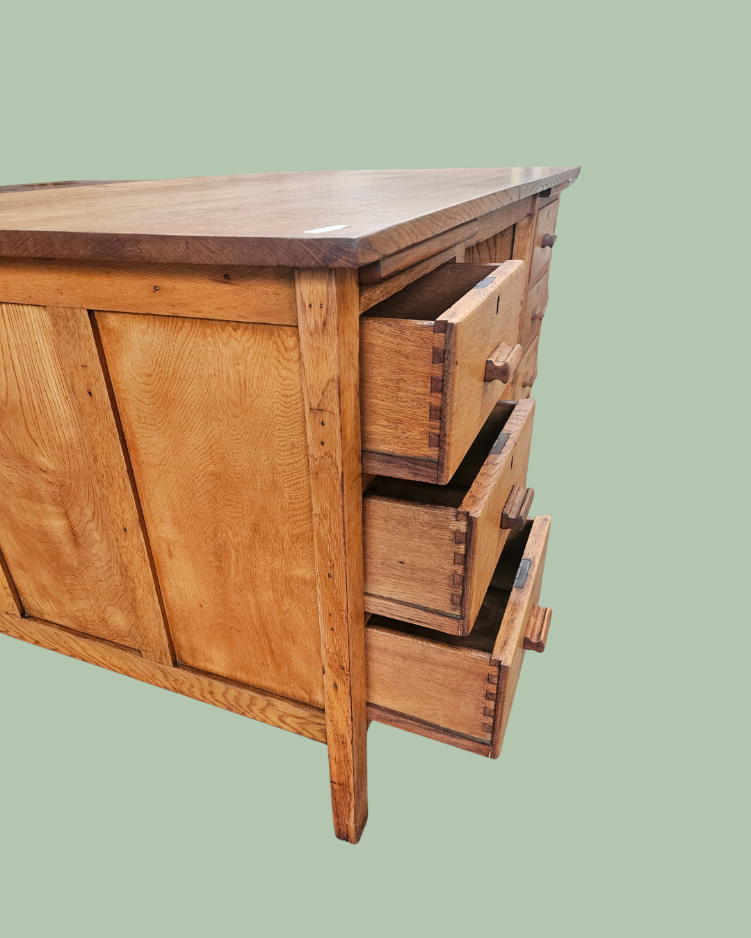 Solid oak desk with 6 drawers