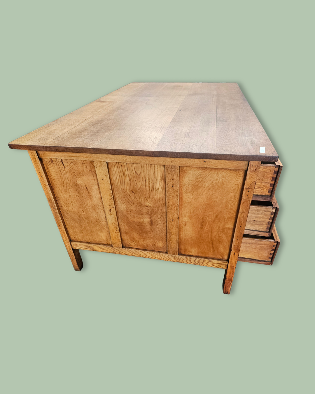 Solid oak desk with 6 drawers
