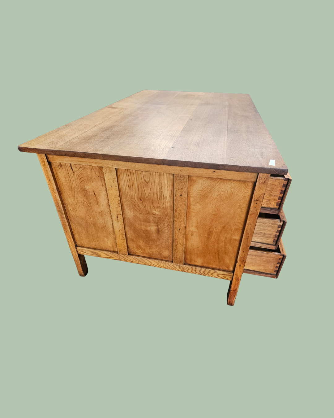 Solid oak desk with 6 drawers
