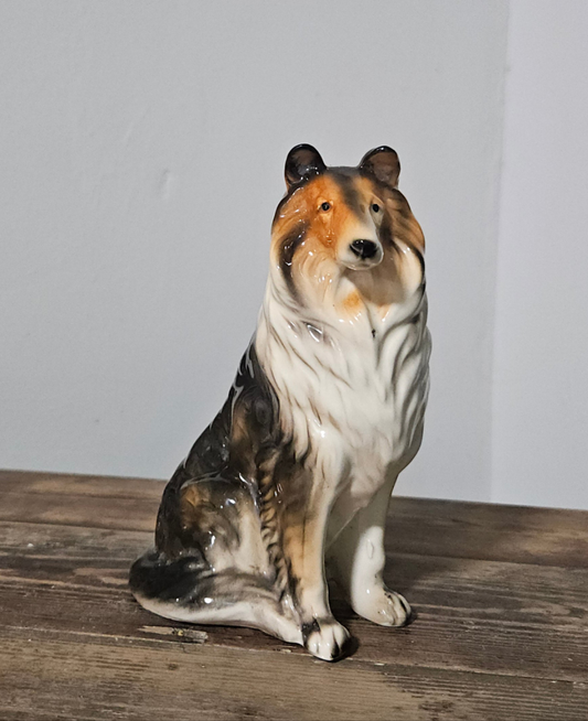 Rough collie dog figurine