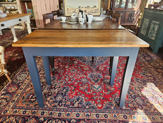 table with blue legs
