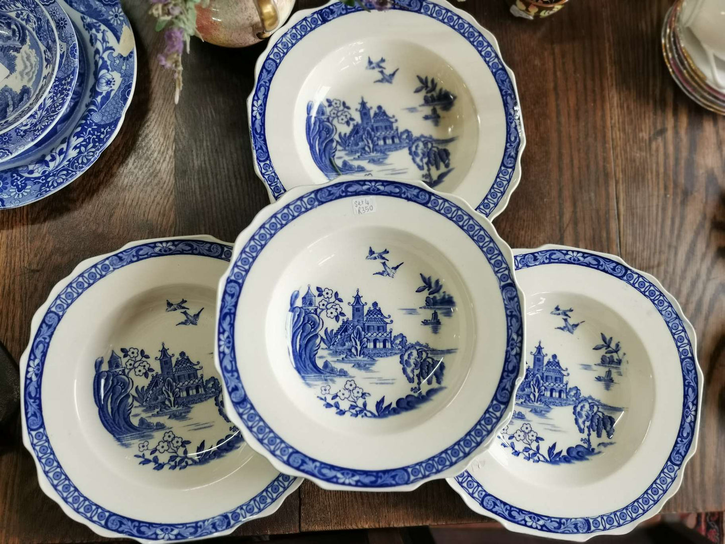Set of 4 Blue and White plates